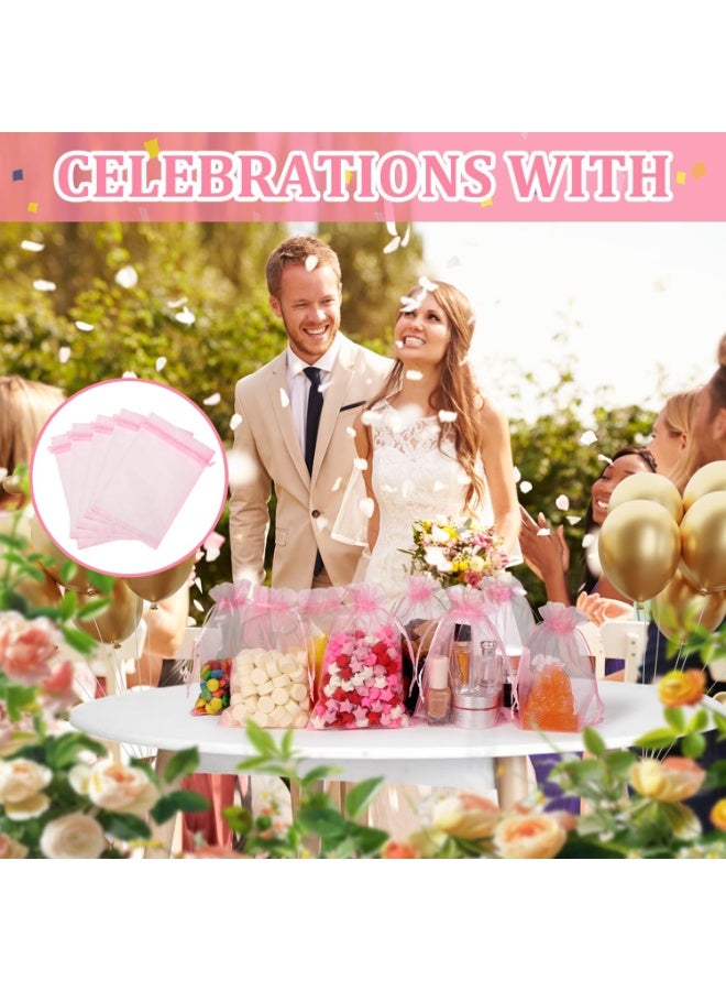LYNLYN 100PCS Pink Organza Gift Bags with Satin Drawstring, Sheer Mesh Jewelry and Party Favor Bags for Wedding, Christmas, Valentine’s Day and Special Occasions（8×10cm） - Image 5